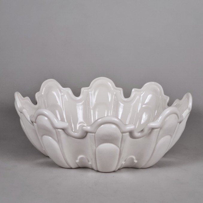 Oval White Ceramic Bowl – Centerpiece, Fruit Bowl or Decorative Accent