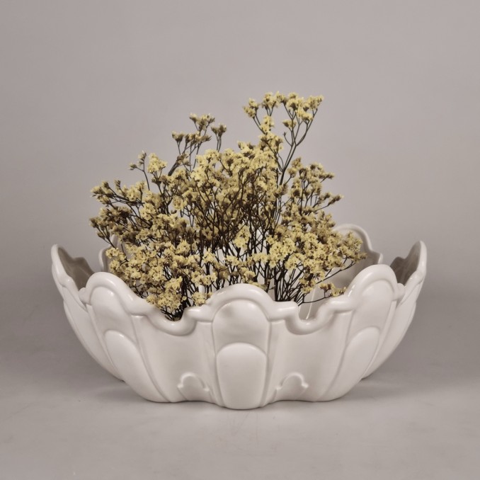 Oval White Ceramic Bowl – Centerpiece, Fruit Bowl or Decorative Accent